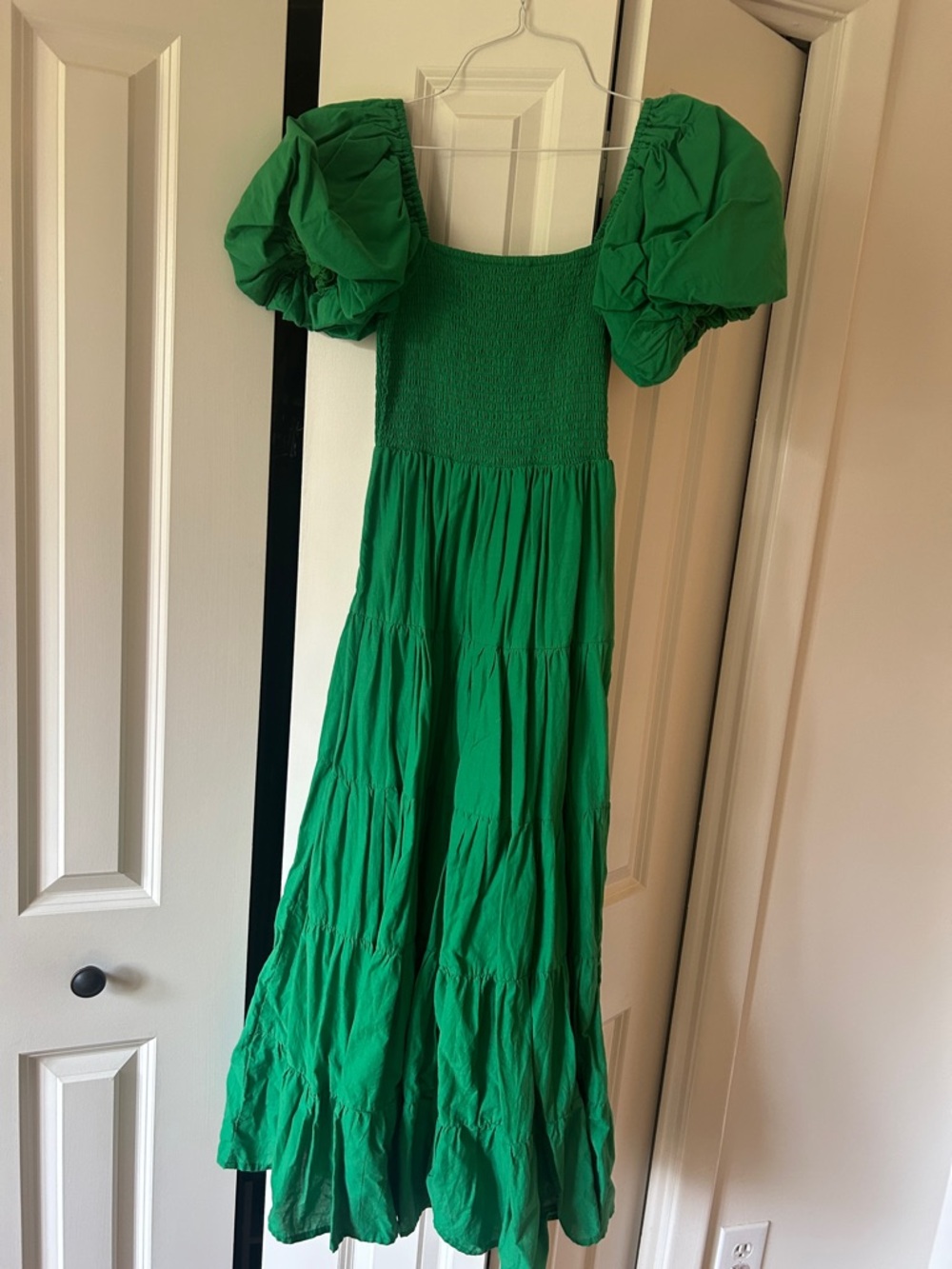 Petal & Pup Green Maxi Dress with Puff Sleeves